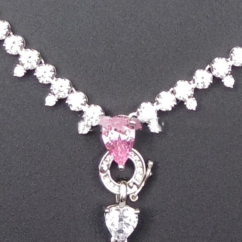 Zhou Hengfu Jewelry S925 Silver Cubic Zirconia Necklace Necklace Women