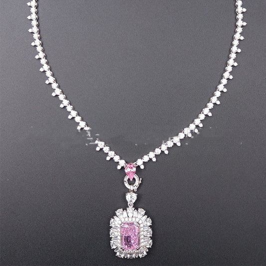 Zhou Hengfu Jewelry S925 Silver Cubic Zirconia Necklace Necklace Women
